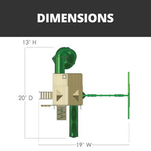 Gorilla Playsets Great Skye I Wood Swing Set with Green Vinyl Canopy, Tube Slide, Rock Wall Amber