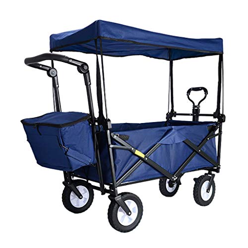 Folding Garden Trolley Cart with Canopy Heavy Duty Wagon Children's Luggage Cart Portable Shopping Cart