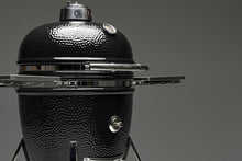 Saffire Platinum Kamado – Large Ceramic Grill and Smoker, 19" Charcoal Grill, 304 Stainless Steel Cart, Smokin’Chip Feeder, Secondary Cooking Grid, Heat Deflector – Onyx Black