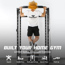 Mappding Power Cage with LAT Pulldown, Multi-Functional Squat Rack Black