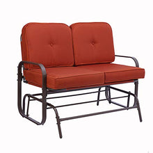 GAAHRQQQ Outdoor Swing Glider Rocking Chair Porch Swings 2 Person Rocking Chair Loveseat Garden Porch Chairs Patio Steel e Chair Set with Cushion Red