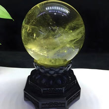 FOTCFATEV Citrine Crystal Ball Sphere FengShui Divination Spheres with Wooden Stand for Home Office Desk Decor, & Balance, Sculpture Figurine,8cm