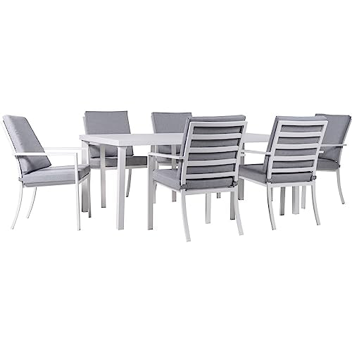Hanover Greyson 7-Piece Outdoor Dining Set Grey/White