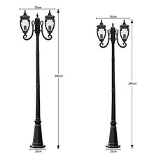 iumLeap 2-Light Traditional Black Die-Cast Alandscape Lantern Victorian Outdoor High Pole Street Light Ip54 Waterproof Garden Lighting Fitting Decking Patio Path Pil(Height 2.85m)