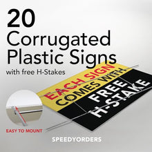 SPEEDYORDERS 20QTY Custom Yard Signs With Stakes, Double Sided, Personalized Printed, Full Color, Design Your Own, 18x24 Inches, Plastic, Plant Theme