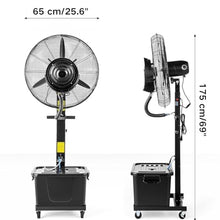 KUYBTU Outdoor Mist Fanindustrial Outdoor Misting Fan, Patio Portable Floor Misting Fans, 6400 Cfm with 42L Tank, 4 Casters, Cooling Floor Fan 3-Speed for Backyards, Patios and -65cm/26in