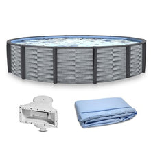 Blue Wave Affinity 30-ft Round 52-in Deep Hard Sided Above Ground Pool with Resin Verticals & Top Seats, Vinyl Liner & Skimmer – Steel Wall Construction with 19,800 Gallon Cap for Family Recreation