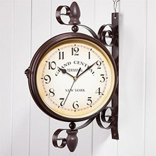 ERTTGWGF Retro Double Side Rotating Metal Hanging Clock Outdoor/Home/Garden Decor European Clock
