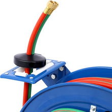 HOYOC Retractable Welding Hose Reel, 1/4 Inch x 100 Foot Twin Oxygen Acetylene Rubber Hoses Max 200PSI, Heavy Duty Industrial Single Arm Construction for Workshops & Garages,1/4 Inch x 100 Foot