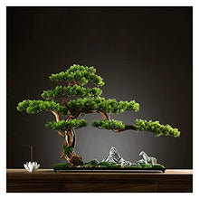 Fake Plants 17 Inch Tall Artificial Pine Bonsai Ornament, A New Chinese Simulation Welcoming Pine, Faux Tree for Tea Room（with Cleaning Brush） Bonsai Tree