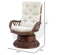 Alexa Swivel Rocking Armchair Dark Walnut Color Natural Rattan Wicker Handmade Design with Cushion