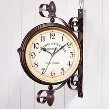 ZYBB Garden Clocks Outdoor 13 Inches Classical Double-Sided Wall Clock for The Garden Wall Mounted Wrought Iron Metal Decoration