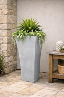 Jackson Pottery 22 in. Tall Flaired Square Planter - Aged Stone