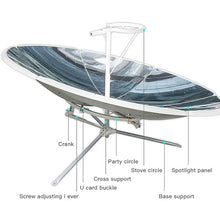 BDJSN 61in Portable Solar Cooker, Parabolic Concentrating Sun Oven, Focal Spot Temperature:800-1000°C, 2000W Outdoor Round Solar Barbecue Grill, Focus Solar Cooker