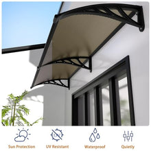 Outdoor Polycarbonate Patio Door Awning Rain Snow Protection for Porch Balcony Deck Entrance Brown 120x300cm/47x118in
