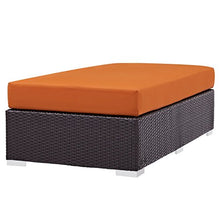 Modern Contemporary Urban Design Outdoor Patio Balcony Rectangle Ottoman, Orange, Rattan