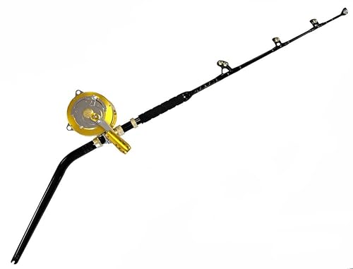 EAT MY TACKLE 130W 2-Speed Reel on 160-200lb Bent Butt Tournament Rod Black
