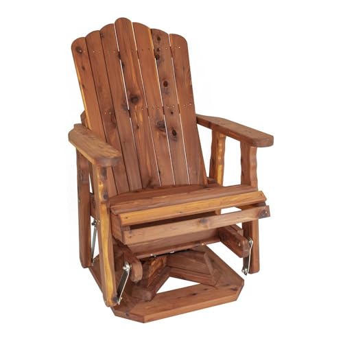 Outdoor Escape Brown Adirondack Swivel Glider, Durable Outdoor Chair, Gorgeous Finish, All-Weather Wood Design