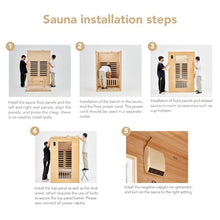 PioneerWorks 2024 Upgrade 2 Person Sauna Low EMF Infrared Therapy Wooden Dry Steam Sauna Wood Color
