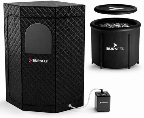 Burneek Home Sauna - Portable Sauna for Home - Steam Saunas for Home with 1600W Steam Unit - Heats to 150°F- Insulated Cover, Portable Chair, Floor Mat, Remote Control, & Carry Bag, Indoor Sauna