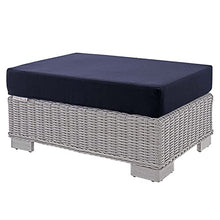 America Luxury - Outdoor Rattan Lounge Chair and Ottoman Set, Modern Patio Furniture Blue