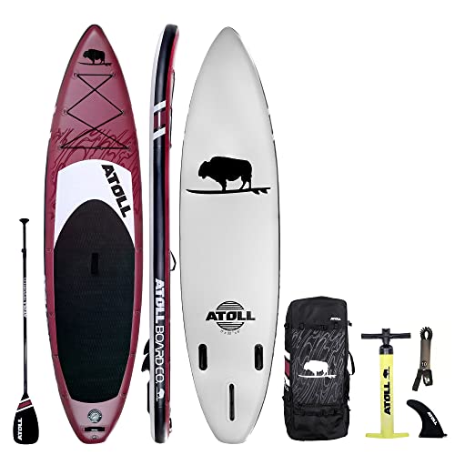 Atoll Inflatable Paddle Board with Premium SUP Accessories - 11ft Burgundy