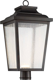 The Great Outdoors Irvington Manor LED XL Post Mount Light in Chelesa Bronze Finish with Clear Seeded Glass