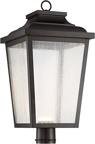 The Great Outdoors Irvington Manor LED XL Post Mount Light in Chelesa Bronze Finish with Clear Seeded Glass