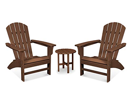 TREX Outdoor Furniture Yacht Club 3-Piece Adirondack Chair Set with Side Table Brown