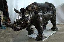 NIFAO Rhinoceros Aluminum Statue, Large Wildlife, 60" L x 17" W x 35" H