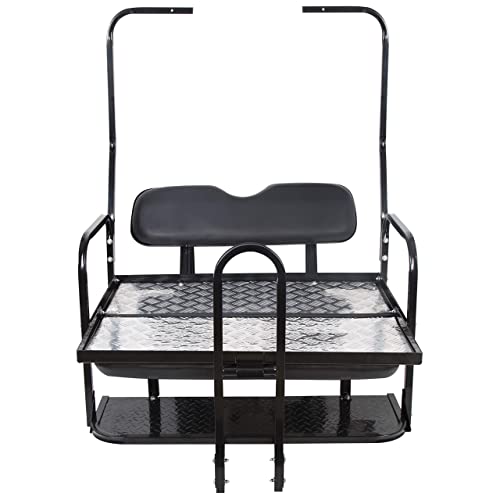 KUAFU Rear Flip Back Seat Compatible with Club Car DS Model Golf Cart Black