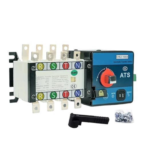 100A 160A 250A 4P ATS Generator Dual Power Automatic Transfer Switch AC220V Control Voltage 440V Rated Working 50/60HZ(SYK2 100A 4P)