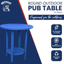 Phat Tommy Round Bar Height Patio Table - Outdoor Bar Table - Balcony Height Patio Furniture for Your Deck - Poly Outdoor Furniture, Blue