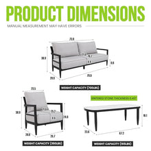 Nevoc Aluminum Outdoor Patio Furniture Set, 4 Piece Outdoor Sectional Metal Furniture Conversation Set with Loveseat Couch, 2 Club Chairs, 1 Marble Table