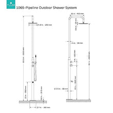 Pipeline Freestanding 316 Matte Black Stainless Steel Outdoor Shower Kit with Hot Water - Floor-Mounted Outside Shower Kit with Rain Showerhead, Wand Handshower, Foot Spout | Pool Showers for Outside