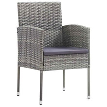 VGLQNRPT 7 Piece Poly Rattan Garden Dining Set, Patio Furniture with Tempered Glass Table and 6 Cushioned Chairs, Outdoor Seating for Backyard and Garden, Grey