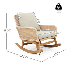 Christopher Knight Home Nadine Patio Rocking Chairs Set of 2, Wicker Rocker, Wood Rocking Chair, PE Rattan Wick Chair, Rocking Chair with Cushions, Comfort Wicker Rocker for Backyard Balcony, Beige