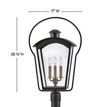 Hinkley Yale Large Outdoor Three Light Post Mount Lantern, Black Finish