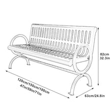FQMYLTYN Garden Bench Outdoor Patio Bench, Metal Bench with Backrest and Armrests, Cast Iron Steel Frame Chair Weatherproof, for Porch, Park, Lawn, Yard, Entryway - 4/5/6ft(Black,180cm/6ft)