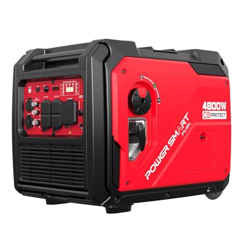 PowerSmart 4800W Inverter Generator,Parallel Ready&Electric Start Super Quite Gas Powered,RV Ready with 30A Outlet, EPA & CARB Compliant for Home Backup, Camping,Portable Power Station