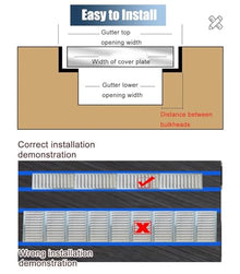 RENLXFI Grid Drain Cover, Pack of 1 2 3 4 5 6 8 10 15 20, Heavy Duty Channel Drainage Grates for Garage/Porch/Decks/Shed, Gray Drain Grill Outdoor with Drain Holes(5 pcs,50x20x3cm(19.7x7.8x1. 2in))
