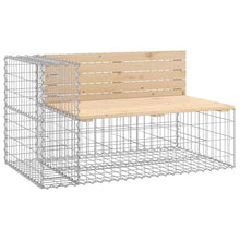 Fisinber 75.6"x75.6" Pine & Galvanized Gabion Outdoor Garden Bench Seats 2-3, Rustic Rectangle Seat for Patio, Lawn, Porch, Park, Untreated Brown Wood Finish for Backyard Conversations