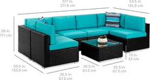 UOPYNE Manual Weaving Wicker Patio Set Outdoor Rattan Sofa with Tea Table 7 Pieces Outdoor Patio Porch Furniture Sets