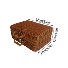 Picnic Baskets Woven Storage Basket Portable Storage Box with Handle Boxes Flower Snack Handbag Outdoor Picnic Baskets ，One Color-Black