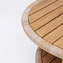 Cambridge Casual Seaside Wood Outdoor Coffee Table, Natural Teak/All-Weather Wicker