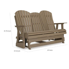 Benjara BM315940 Sami 67 Inch Outdoor Adirondack Glider Loveseat, Dropdown Cupholders, Brown