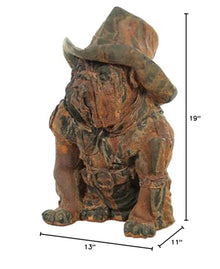 Solid Rock Stoneworks Sheriff Bulldog Concrete Statue, 19" Tall, Rust Color