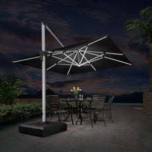 OROTLECT 11' x 11' Square Lighted Cantilever Umbrella With Base,Black