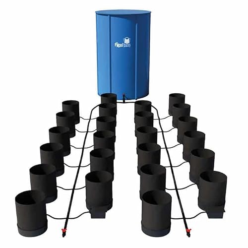 AutoPot 24 Pot GeoPot System with 3 Gallon Fabric Pots - Self-Watering, Gravity-Fed System (24Pot with 105 gal Flexi Tank) Indoor, Black