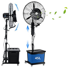 HUXUZYDY Outdoor Misting Pedestal Fan with 45L Large Capacity Tank, Mist Spray Kit, Oscillation Feature, Hight Adjustable Cooling Fan for Outside Patio,71cm/28in,71cm/28in